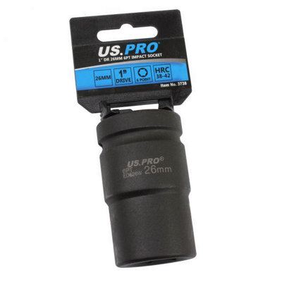 Us Pro Tools 26mm 1" Dr 6 Point Impact Socket 3738 from B&Q