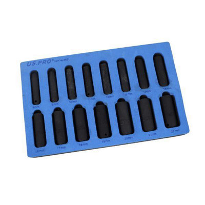 US PRO Tools 15pc 3/8"" Dr Deep Impact Sockets Metric 8-22mm Socket Set NEW 3831 - Image 6