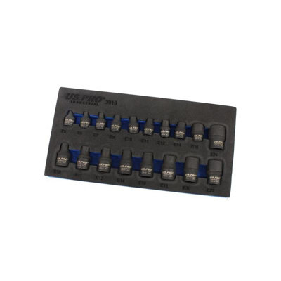 Impact E Torx Sockets Set E5-E24 US PRO Tools 18pc 3/8"" & 1/2"" Drive Female Star - Image 5