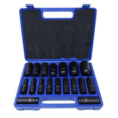 B&Q -  Tools 18Pc 1/2" Dr 6Pt European Deep Impact Sockets 1032mm 3923