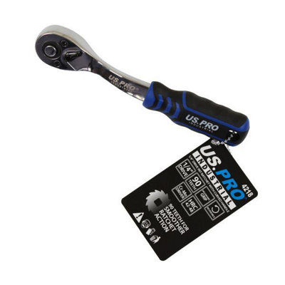 Us Pro Industrial 1/4" Drive 90T Ratchet With Curved Handle With Grip 4218 from B&Q