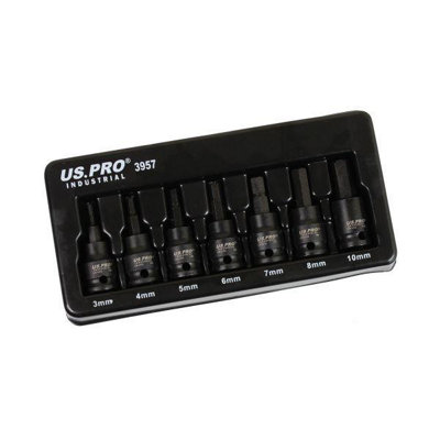 Us Pro Industrial 7Pc 3/8" Dr Impact Hex Bit Socket Set H3 - H10 3957