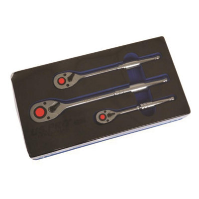 Us Pro Industrial 90T Ratchet Handle Set 1/4" 3/8" 1/2" Drive Short Socket Wrenches 4228 from B&Q