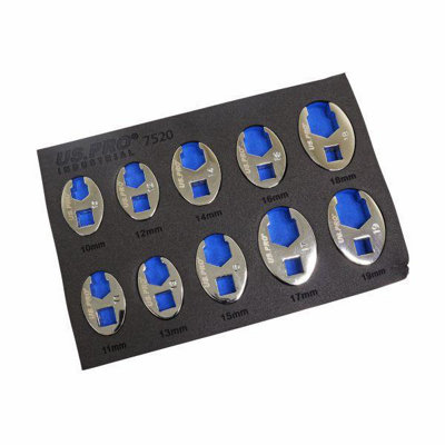 Us Pro Industrial 10Pc 3/8" Dr. Metric Crowfoot Wrench Set In Eva Tray 1019mm 7520 from B&Q