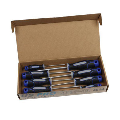 Us Pro Industrial Tools 8Pc Tamper Star Torx Screwdriver Set T8T40 4614 from B&Q