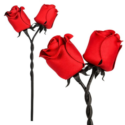 Novecrafto 2 Red Iron Roses Intertwined Forever H 30CmHand-Forged Metal Flower With Twisted Stem6Th Iron Anniversary Gift For Her Him from B&Q