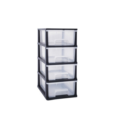 Abbaware Plastic Storage Chest With WheelsStorage BoxesTower4 X 17L DrawersClear from B&Q