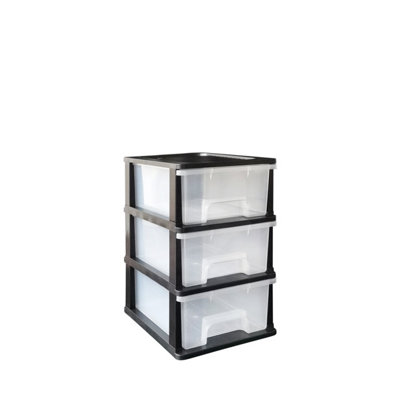Abbaware Plastic Storage Chest With WheelsStorage BoxesTower3 X 17L DrawersClear from B&Q