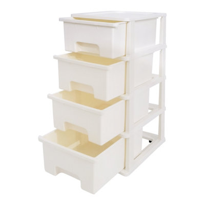 Abbaware Plastic Storage Chest With WheelsStorage BoxesTower4 X 17L DrawersWhite from B&Q