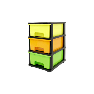 Abbaware Plastic Drawers Storage Unit With Wheels3 X 17L Drawer TowerStorage DrawersToy OrganizerCandy Multicolour from B&Q