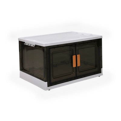 Abbaware Vertical Box Plastic Stackable And Collapsible Storage Boxes With Individual Lids, Wheels & Doors (Pack Of 1) 86L
