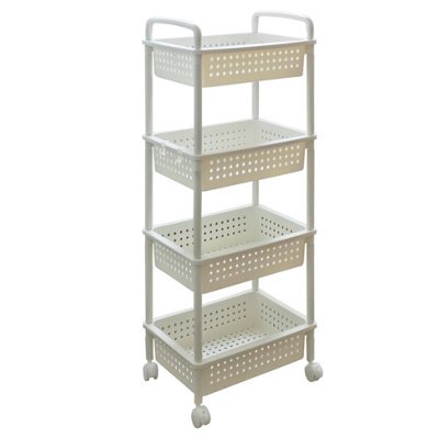 Abbaware 4 Basket Trolley CartRolling Storage Multi-Functional With Solid Steel Reinforced CastorsWhite from B&Q