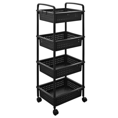 Abbaware 4 Basket Trolley CartRolling Storage Multi-Functional With Solid Steel Reinforced CastorsBlack from B&Q