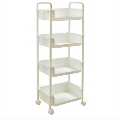 Abbaware 4 Tier Open Trolley CartMulti-Functional With Solid Steel Reinforced CastorsWhite from B&Q