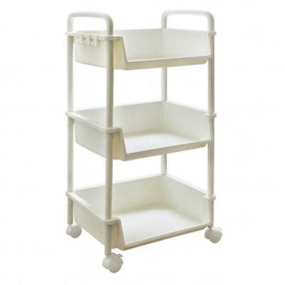 Abbaware 3 Tier Open Trolley CartMulti-Functional With Solid Steel Reinforced CastorsWhite from B&Q