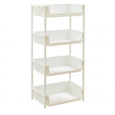 Abbaware 4 Tier Open BookshelfMulti-FunctionalWhite from B&Q