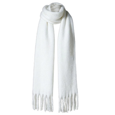 Ivory Faux Mohair Scarf For WomenWinter Scarf With FringeSoft Fluffy Womens Scarf WrapLong Warm Shawl Scarf For Cold Weather from B&Q