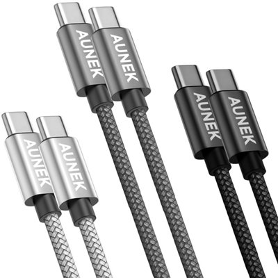 B&Q 100W Usb C To Usb C Cable 2M 3-Pack, Nylon Braided Type C To C Charger Cord, Pd Fast Charge Type C Phone Charger Cable