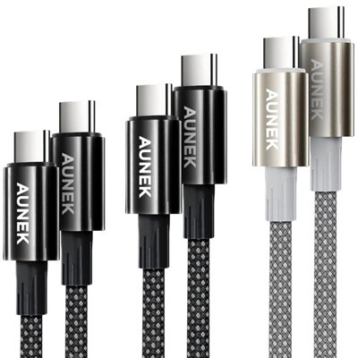 B&Q 240W Usb C To Usb C Cable 3-Pack (1M, 2M, 2M), Nylon Braided Type C To C Charger Cord, Pd Fast Charge Type C Phone Charger Cable