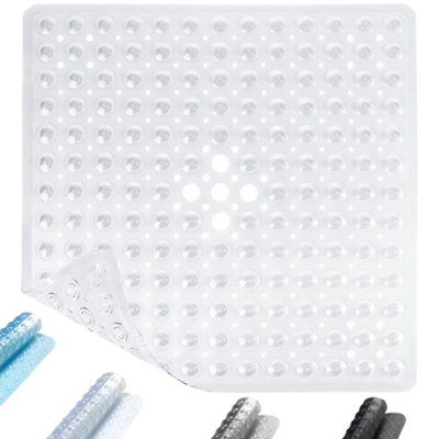 Anti Slip Square Shower Mat 53 X 53Cm Bath Mat With Suction Cup And Drain HoleAntibacterial Mildew-Resistant Machine Washable from B&Q