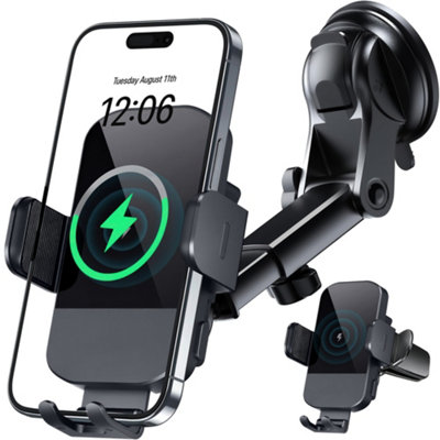 B&Q Wireless Car Charger, 15W Fast Charging Auto Clamping Phone Mount Holder, Adjustable Car Phone Holder For Iphone 18 17 16 Pro Max