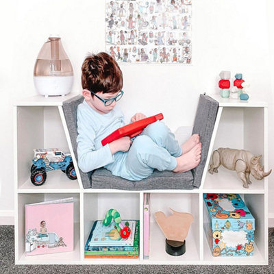 Children Kids Bookcase Storage Bookshelf Toy Organizer Rack With 6 Shelves And SeatDisplay Shelf For BedroomPlayroomNursery from B&Q