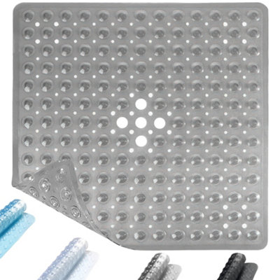 Anti Slip Square Shower Mat 53 X 53Cm Bath Mat With Suction Cup And Drain HoleAntibacterial Mildew-Resistant Machine Washable from B&Q