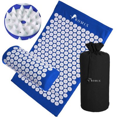 Acupressure Mat And Pillow SetAcupuncture Mat For BackNeckShoulder Pain ReliefFlexible Acupressure Spikes With Carry Bag from B&Q