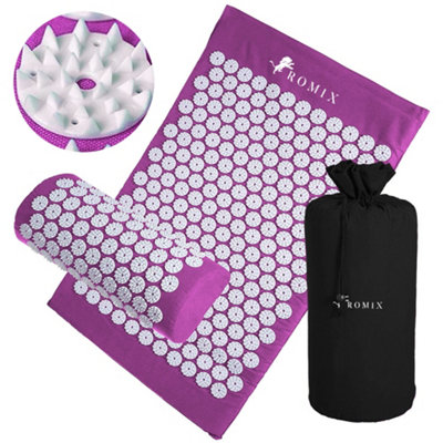 Acupressure Mat And Pillow SetAcupuncture Mat For BackNeckShoulder Pain ReliefFlexible Acupressure Spikes With Carry Bag from B&Q