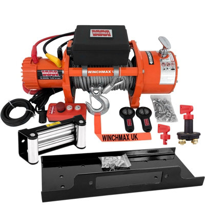 Winchmax 15,000Lb 12V Winch En14492 Compliant. With Mounting Plate And Battery Isolator Switch from B&Q