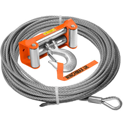  Wire Rope 26M X 12mm, Hole Fix. Roller Fairlead. 1/2 Inch Clevis Hook. For Winches Up To 17,500Lb.
