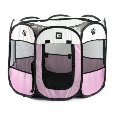 Kct Pet Puppy Dog Play Pen Fabric Pink Medium Playpen Portable Enclosure90Cm from B&Q