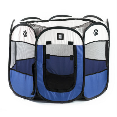 Kct Pet Puppy Dog Play Pen Fabric Blue Medium Playpen Portable Enclosure90Cm from B&Q