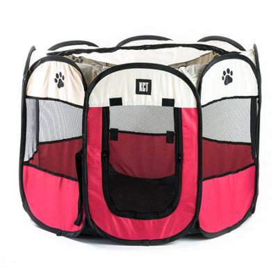 Kct Pet Puppy Dog Play Pen Fabric Red Medium Playpen Portable Enclosure90Cm from B&Q