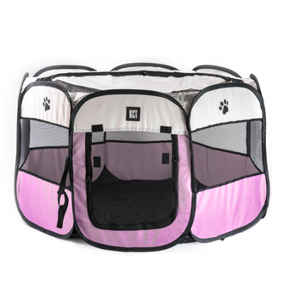 Kct Pet Puppy Dog Play Pen Fabric Pink Large Enclosure Playpen Portable 110Cm from B&Q