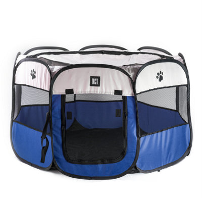 Kct Pet Puppy Dog Play Pen Fabric Blue Large Playpen Portable Enclosure110Cm from B&Q