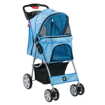 Kct Dog Pram Pet Stroller Hooded Foldable Blue from B&Q