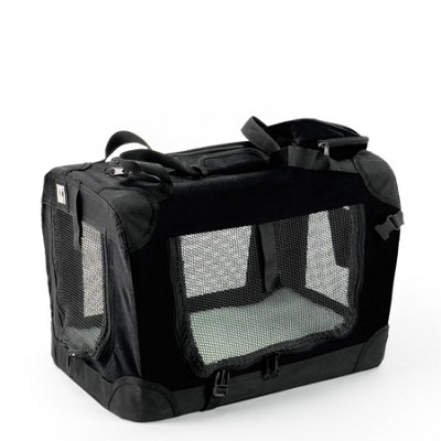 KCT SMALL BLACK FABRIC PET CARRIER BAG KITTEN PUPPY SOFT PORTABLE FOLDABLE CRATE - Image 3
