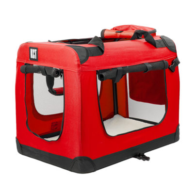 B&Q -  Fabric Pet Crate Dog Cat Cage Travel Pet Carrier Transport BagMedium Red