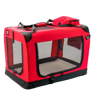 B&Q -  Dog Cat Cage Travel Crate Fabric Pet Carrier Transport BagLarge Red