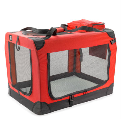 Kct Dog Cat Cage Travel Crate Fabric Pet Carrier Transport BagExtra Large Red from B&Q