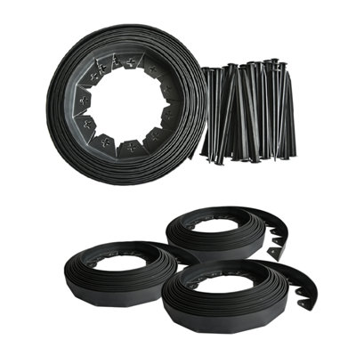 Kct 30 Metre Flexible Plastic Lawn Edging Garden Grass Border With 120 Pegs