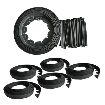 Kct 50 Metre Flexible Plastic Lawn Edging Garden Grass Border With 200 Pegs