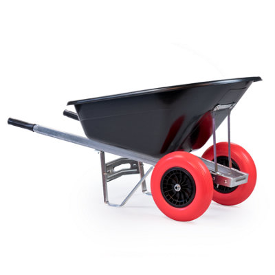 Kct 160L Wheelbarrow Black Plastic Heavy Duty Garden Barrow 2 Twin Wheel Puncture Proof Solid Tyre Large Builder Equestrian Stable from B&Q