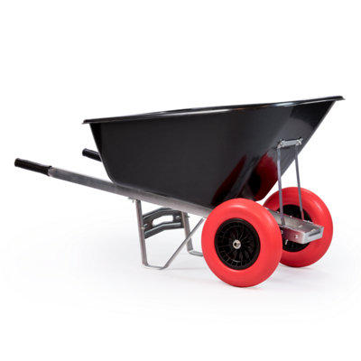 Kct 200L Wheelbarrow Black Plastic Heavy Duty Garden Barrow 2 Twin Wheel Puncture Proof Solid Tyre Large Builder Equestrian Stable from B&Q