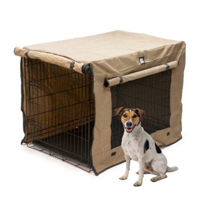Kct 36" Large Metal Pet Crate With Cover & Floor Foldable Dog Cage Furniture For Travel Training Heavy Duty Folding Lockable