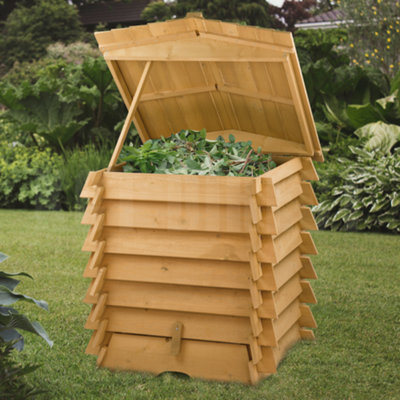 B&Q -  Wooden 300L Compost Bin Beehive Garden Composter Composting Outdoor Large Organic Food Waste Converter Container Eco Friendly