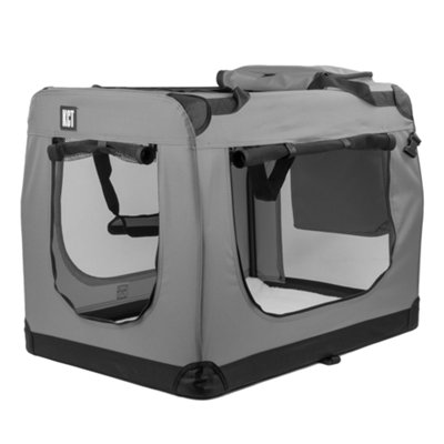Kct Dog Cat Cage Travel Crate Fabric Pet Carrier Transport BagExtra Large Grey from B&Q