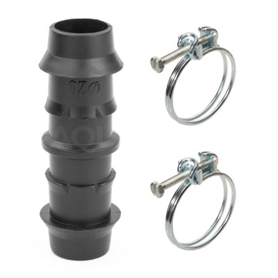 Pisces Inline Pond Or Garden Barbed Hose Joiner 20mm20mm (0.75-0.75 Inch) With 2X Hose Clips from B&Q