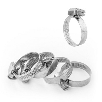 Kct Universal Hose Clips5 Pack 20-32mm 304 Stainless Steel Adjustable Metal Clamps For Air/fuel/water/plumbing/bath Pipes from B&Q
